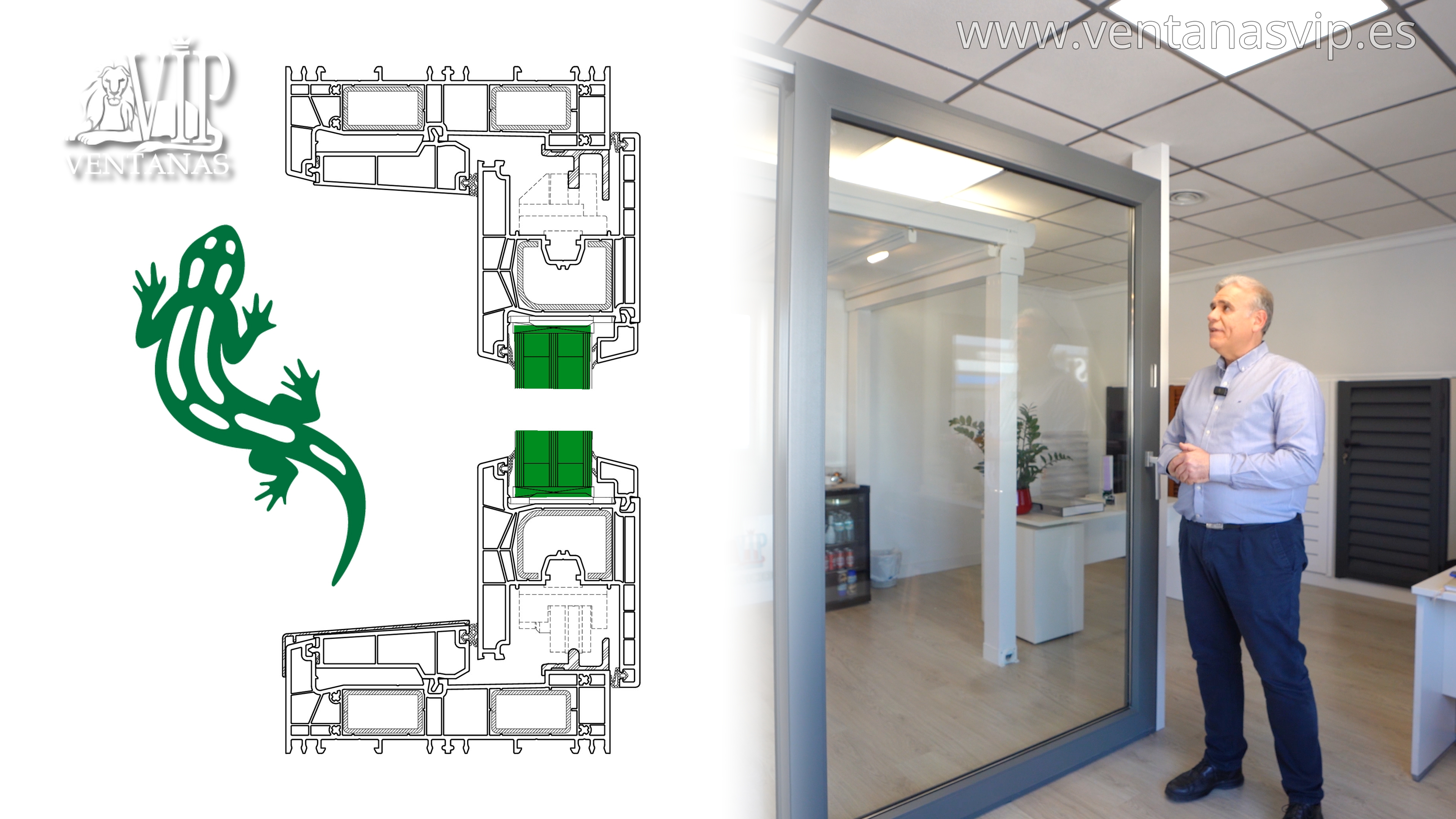 Perfil e instalación del sistema EvolutionDrive Plus Salamander en el showroom Ventanas VIP Torrevieja