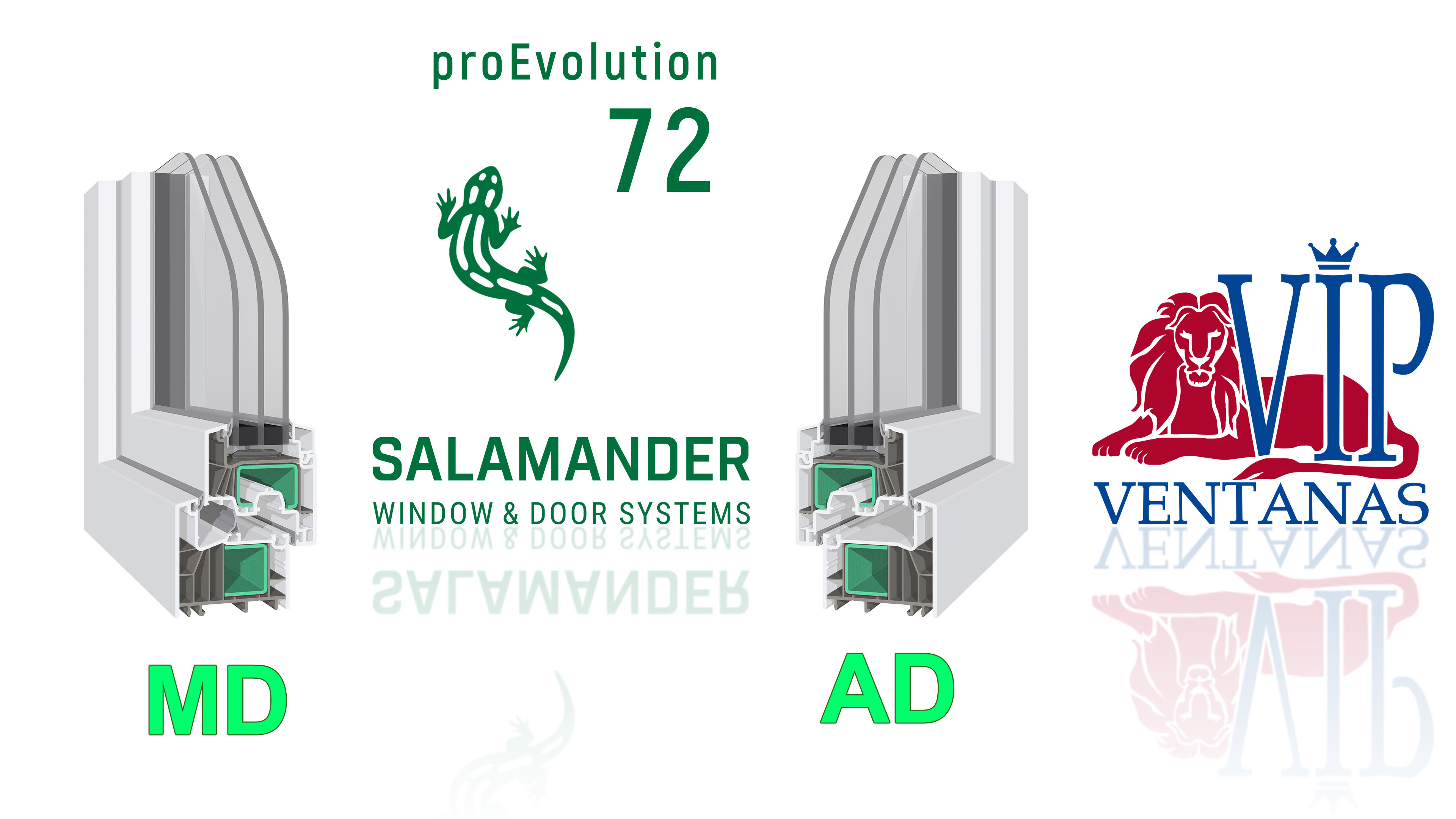Salamander ProEvolution 72 AD y MD — sistemas de ventanas de PVC | Ventanas VIP Torrevieja Comparación de los sistemas Salamander ProEvolution 72 AD y MD — perfiles de PVC de cinco cámaras presentados por Ventanas VIP Torrevieja